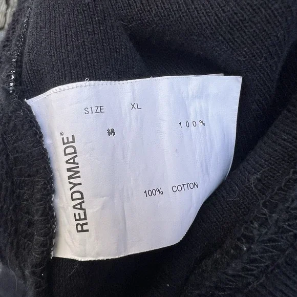 READY MADE X DENIM TEARS COLLAB Black Hoodie Size XL, No Drawstrings! - Picture 7 of 7